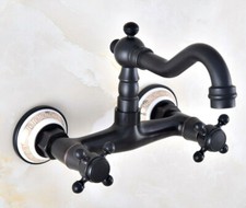 Black oil Antique Brass Wall Mount Sink Mixer Tap Kitchen Bathroom Faucet 2nf871