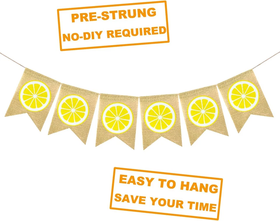 Guirnalda Banner Arpillera Limón Temática Colgante Bunting Decoración Fiesta, Limonada S Foto 4 de 4