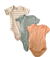 Mixed Brands Pink/Gray/White Cotton Blend Knit Bodysuit Set 0-3M 3pc