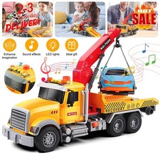 Car Transporter Toy With Lights Sound Effects Big Crane Toy for Boys Girls Gift