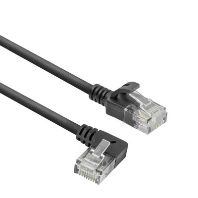 CAT6A Network Cable 90° Angled to Left, U/UTP LSZH LAN Lead Thin 3.6mm...