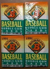 1991 Bowman Baseball Set Of 4 Factory Sealed Wax Packs - 14 Cards Per Pack-Topps