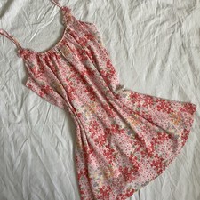 Y2K Oscar de la Renta Pink Label Floral Rosette Slip Dress Nightgown Size M