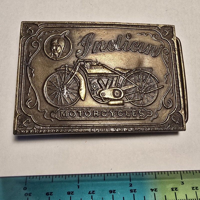 Vintage Brass Belt Buckle Indian Motorcycles Chopper Bike Biker Antique Bergamot