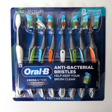 Oral-B Cross Action Pro Advanced Toothbrushes Medium Bristle 8 Count