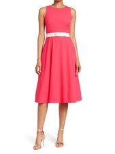 VINCE CAMUTO Womens Coral Belted Sleeveless Midi Party Fit + Flare Dress 8