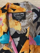 Carole Little Rayon Top Vtg 90s Designer Floral Blouse Shirt Sz 12 Boho
