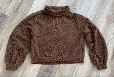 Abercrombie  Fitch Soft A F Leopard Print Mini Mockneck Sweatshirt Small