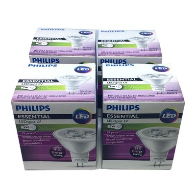 4P Philips LED 3W MR16 2700K Lamp Spotlight 12V Bulb GU5.3 = 35W Halogen Lights