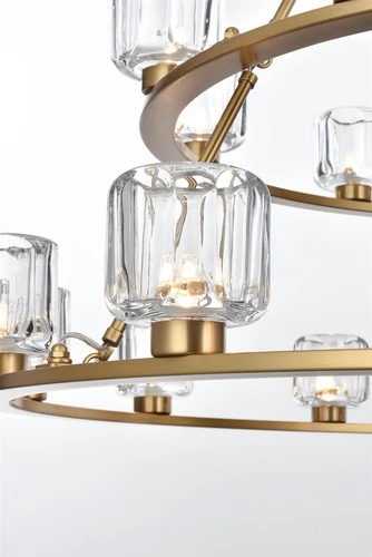 Elegant Lighting Cadence 48" Two-Tier Chandelier in Satin Gold - Picture 4 of 8