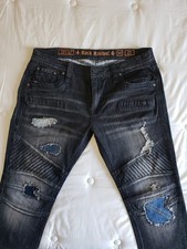 ROCK REVIVAL Edgar Biker Men's Straight Leg Jeans 40/34 Dk Gray