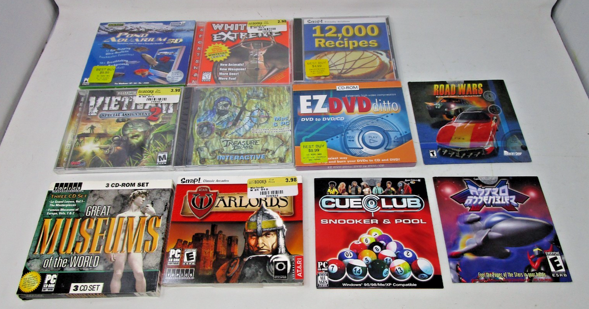 80+ Vintage Window 95/98 Era Lot of PC Games and Software Used and