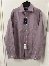 Club Room Shirt Mens 15 Red Blue Plaid Estate Wrinkle Resistant Button Up L/S