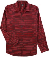 Alfani Mens Broken Stripe Jacquard Button Up Shirt