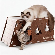 Felt Cat Cave House Large Bed Tunnel Scratching Play Up To 22lb Coffee 1 PCS