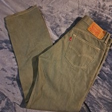 Mens Vintage Levi's 501XX Button Fly Green Size 34X34