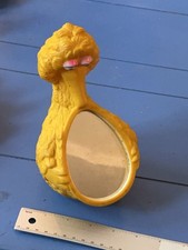 Vintage Sesame Street Big Bird Mirror Toy 1971 Molded Plastic Baby 8.5"