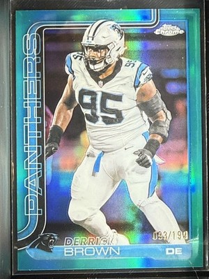 2025 Topps Chrome Derrick Brown - Aqua Refractor /199 Carolina Panthers   