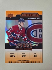 2022-23 UD Credentials Debut Ticket Access Orange #196 Juraj Slafkovsky #002/149