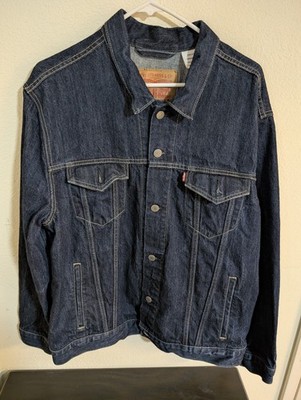 Levi's Denim Trucker Jacket Mens XL Rinse Dark Wash Classic Type 3 Coat