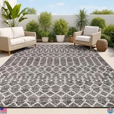 JONATHAN Y Ourika 8x10 Moroccan Geometric Area Rug, Black/Gray, Pet-Friendly
