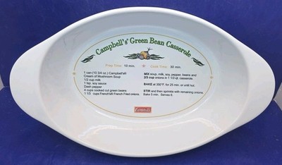 CAMPBELL'S GREEN BEAN CASSEROLE RECIPE DISH 2008 1.5 QT. OVAL DUAL HANDLES