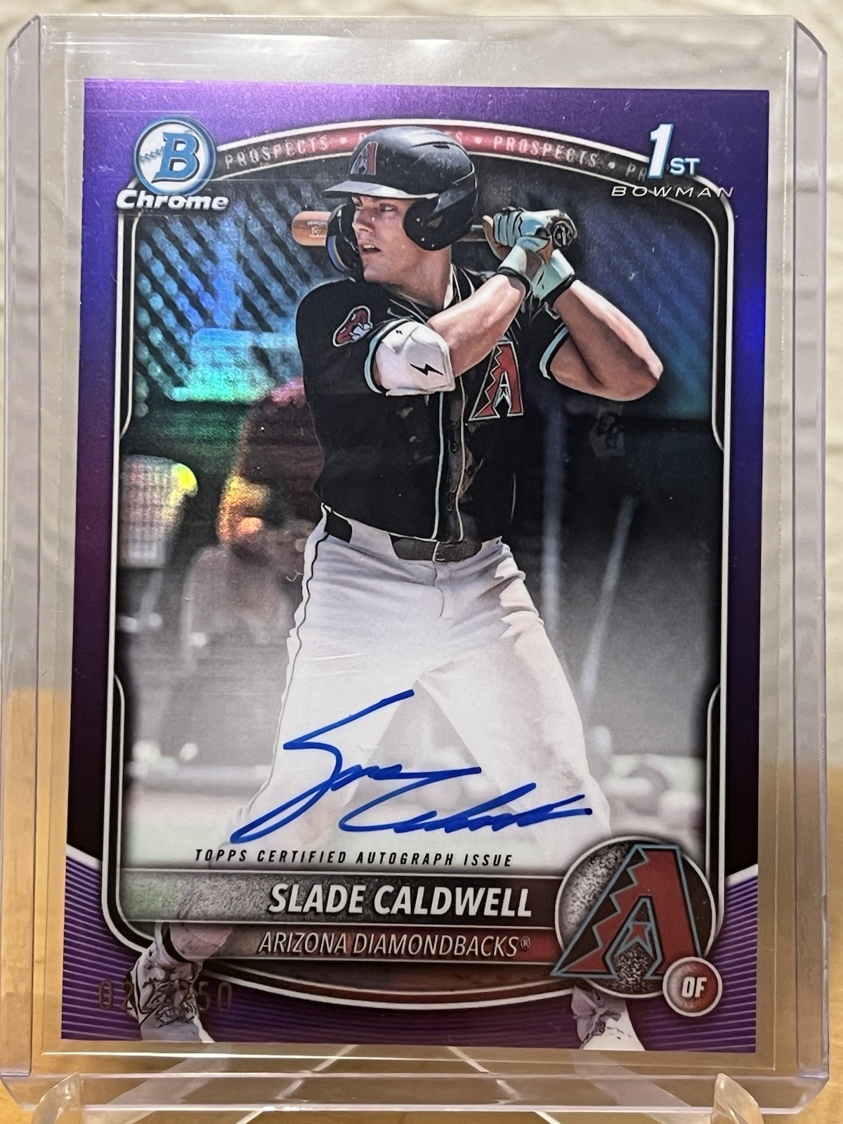 SLADE CALDWELL 2025 BOWMAN CHROME 1ST PURPLE REFRACTOR AUTO /250 DIAMONDBACKS