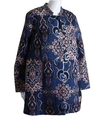AMAZING Chico's Sz 3 XL Glam Sparkle Rich Woven Paisley Long Tunic Jacket Event