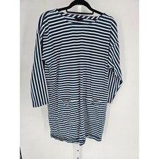 J Crew Womens Sz L Long Sleeve Knee Length Shirt Dress Blue White Striped