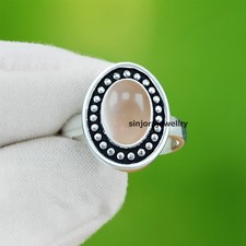 Rose Quartz Gemstone 925 sterling silver handmade Gift Ring US size 5 to 13