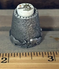 Thimble Pewter Whales With Engraved Island Scene