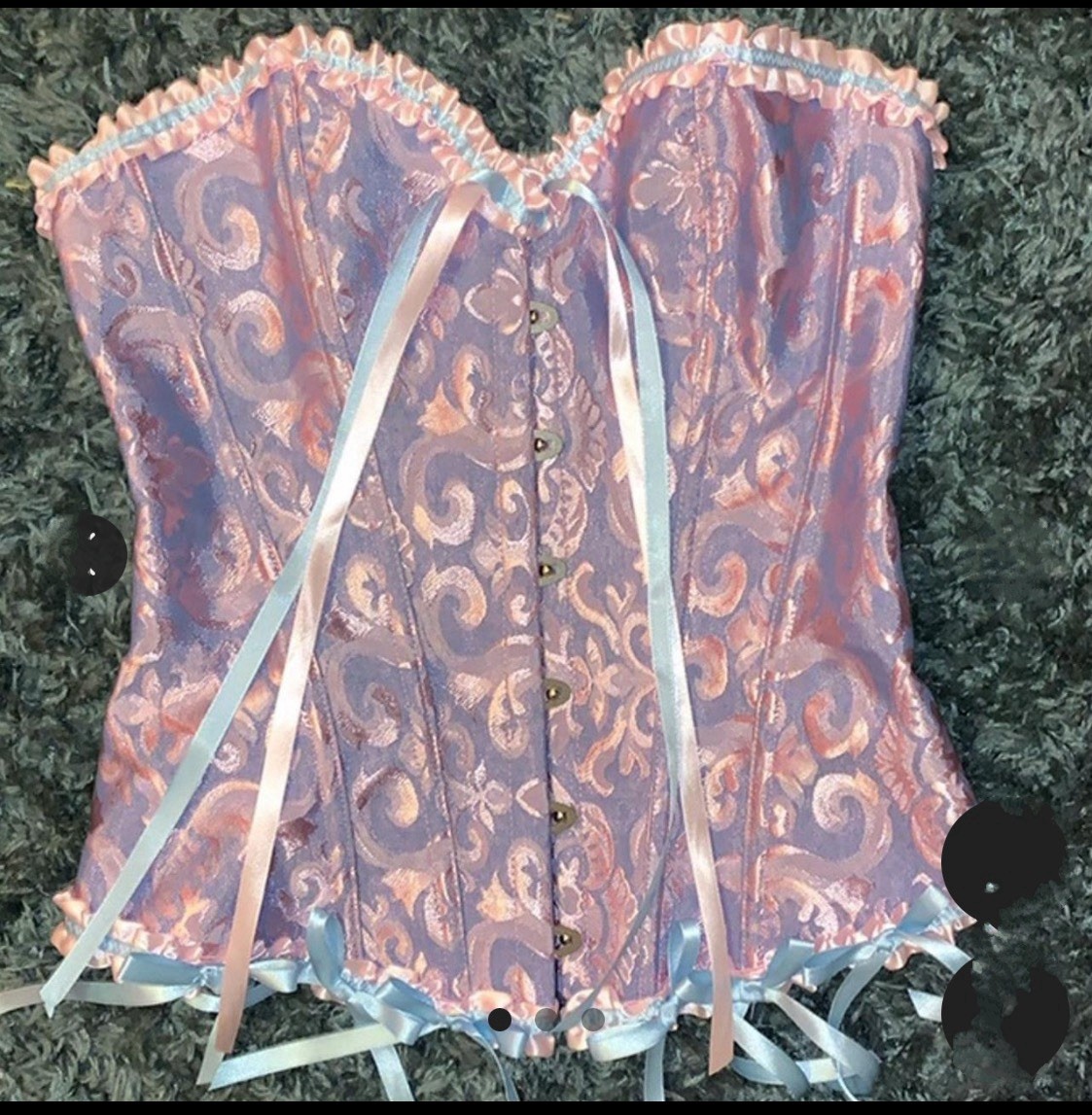 Corset- Blue/Pink/Purple Brocade Corset - image 1