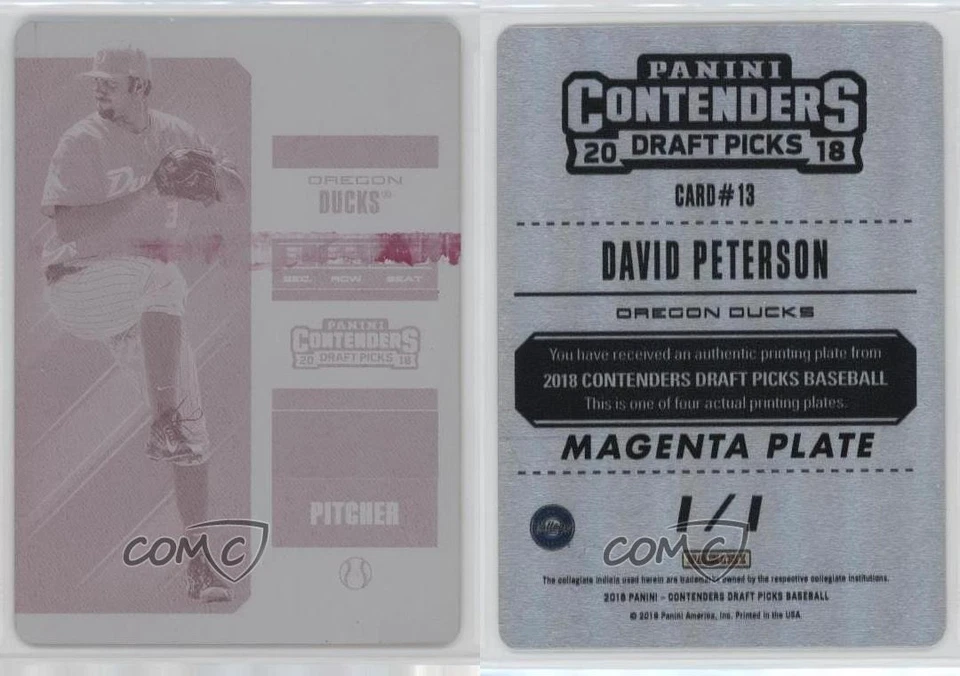 2018 Panini Contenders Draft Picks Printing Plate Magenta 1/1 David Peterson b9e - Image 3 of 3