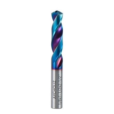 1/8 Inch Carbide CNC Drill Bit 55 HRC 120 Point Straight Shank ShortLength