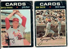 1971 St. Louis Cardinals 2 Card Lot Joe Torre &amp; Jerry Reuss B565