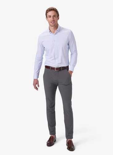 Mizzen+Main Leeward Large Trim Fit Bel Air Banker Stripe Performance Dress Shirt - Picture 4 of 6