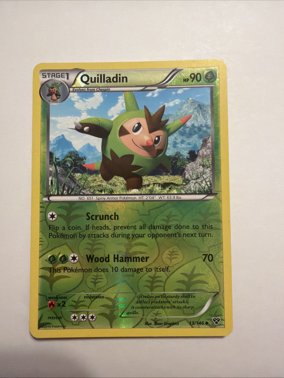 Pokemon TCG Card 2014 XY Base Set - Quilladin 13/146 Reverse Holo 0414