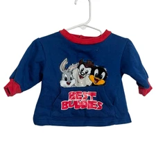 VTG 90s Baby Looney Tunes Sweatshirt Infant 0-6 Months Bugs Bunny Taz Best Buds