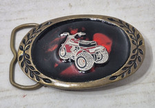 Vintage Aminco Heritage Belt Buckle 1980 Brass Enamel HONDA ATC Motorcycle Trike
