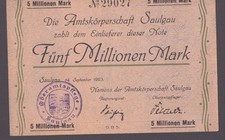 Saulgau, Urząd Urzędowy; 5 milionów marek z 14 września 1923 r.