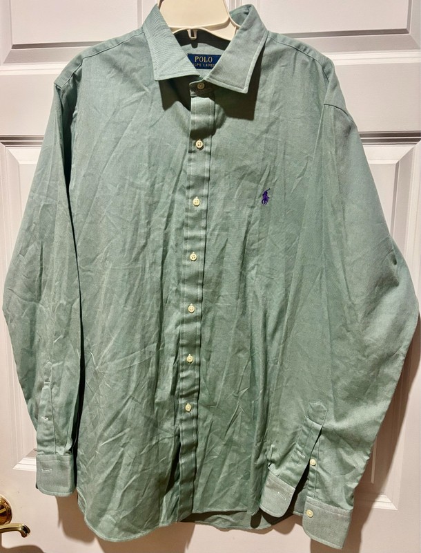 Men's XL POLO RALPH LAUREN RL Classic Collection Men's LongSlv Dress Shirt Green