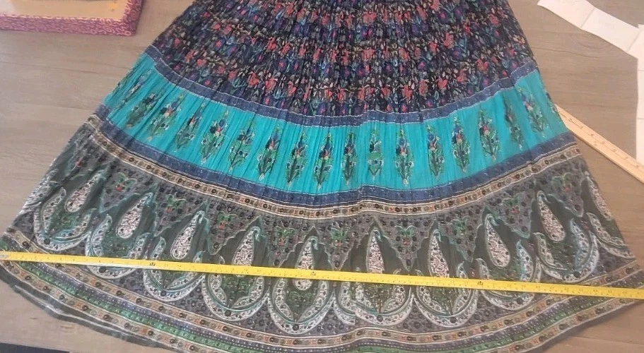 Maxi Falda Bantú Multicolor Boho Gitana Talla M Hasta el Suelo Fluida Foto 4 de 4