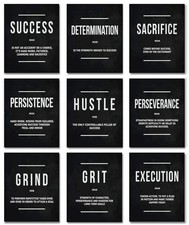 9Pcs Motivational Wall Art Inspirational Quote Canvas Painting Success Entrep...