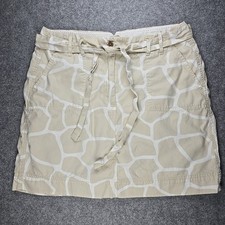 Lands End Skirt Skort Size 12 Tan Cream Animal Print Belted With Pockets