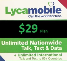 Lycamobile Sim Card With $29x4 Month Prepaid Plan 4G & 5G AT&T - New number