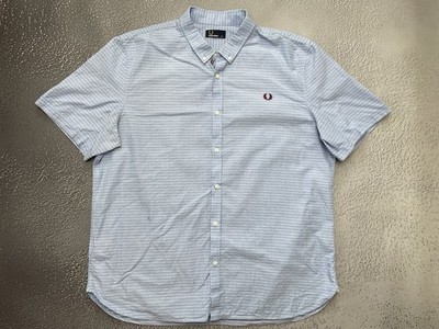 Fred Perry Men s 100% Cotton Blue Polka Dot Button Up Shirt Size 2XL