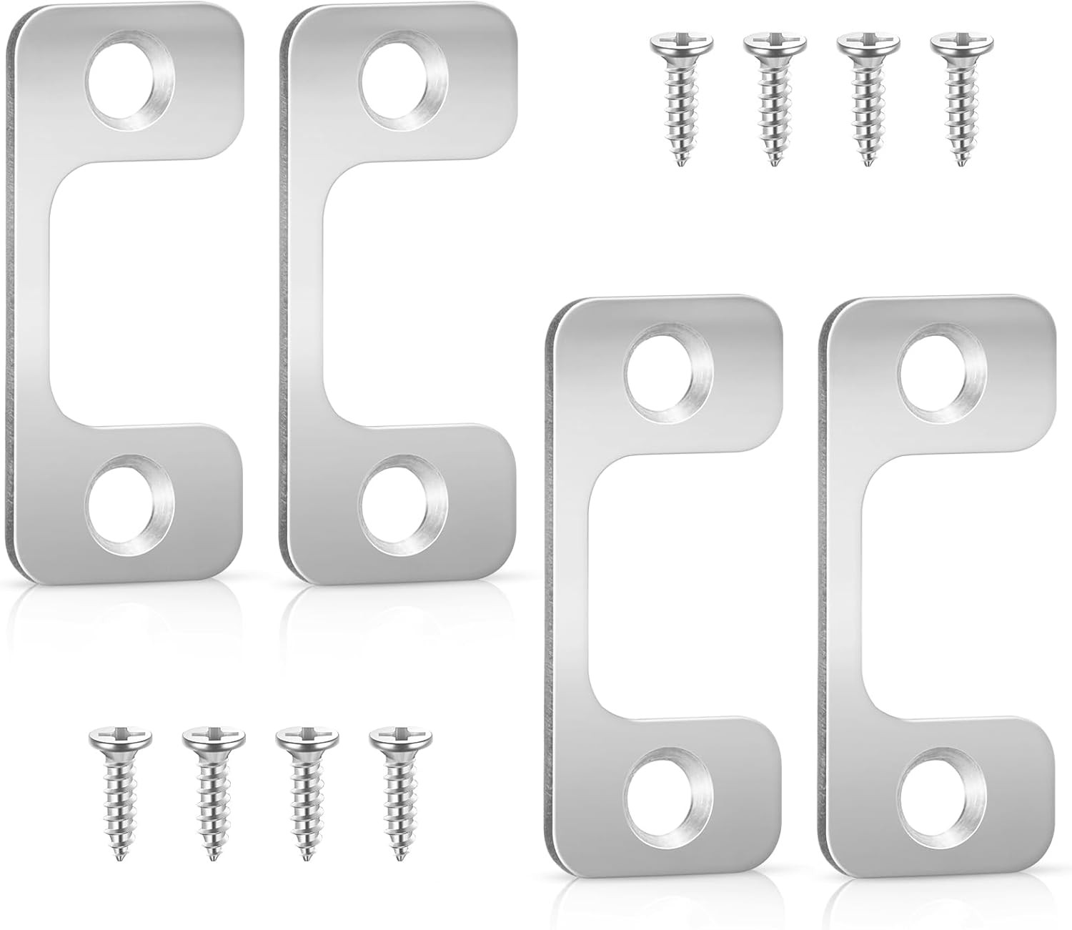 4 Pcs 1 X 2-1/4 Door Strike Plate with Screws Stainless Steel round Corner Deadb