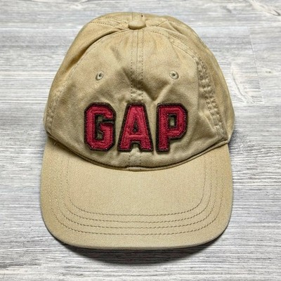GAP 1969 Baseball Cap Hat Khaki Red Felt Logo Leather Strap