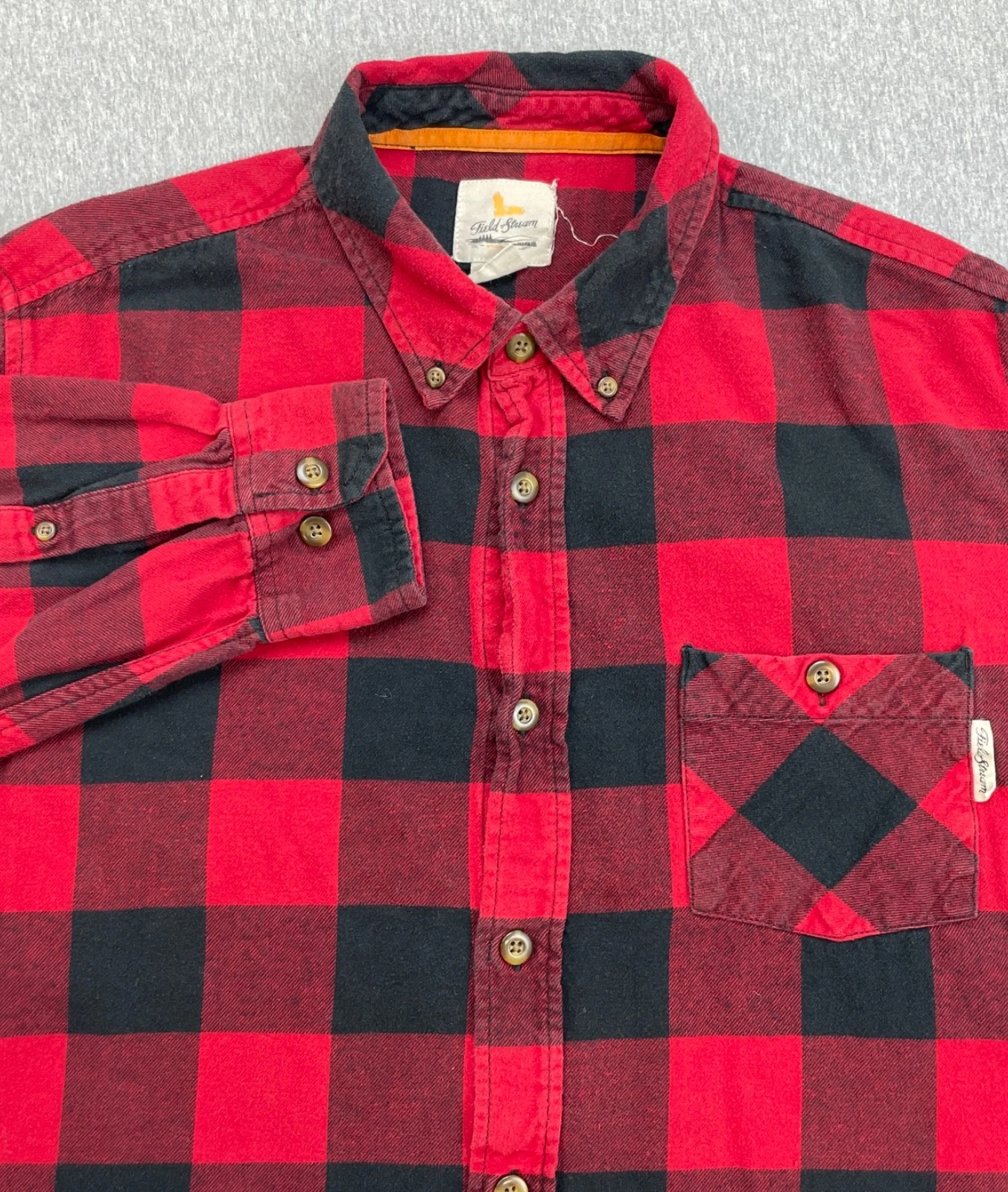 Field & Stream Shirt Mens XL Buffalo Plaid 100% Cotton Flannel Button Down