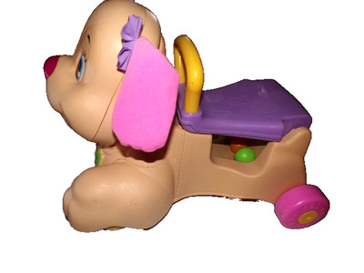 2011 Fisher Price Laugh and Learn Stride to Ride & walk + feed Puppy Dog J1